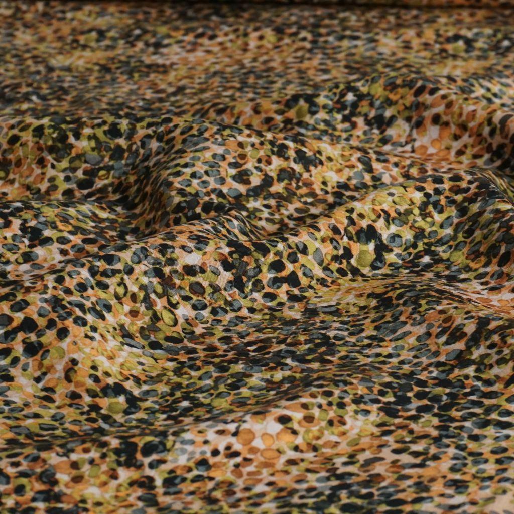 Viskose Druck Dots schwarz grün orange